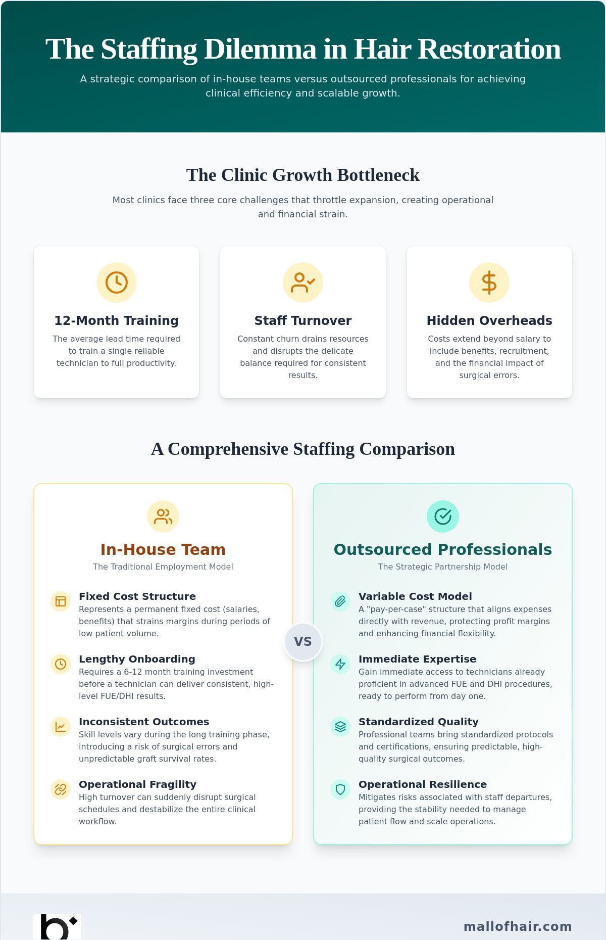 Hair Transplant Staff Outsourcing vs. In-House Teams: A Strategic Comparison for Clinics